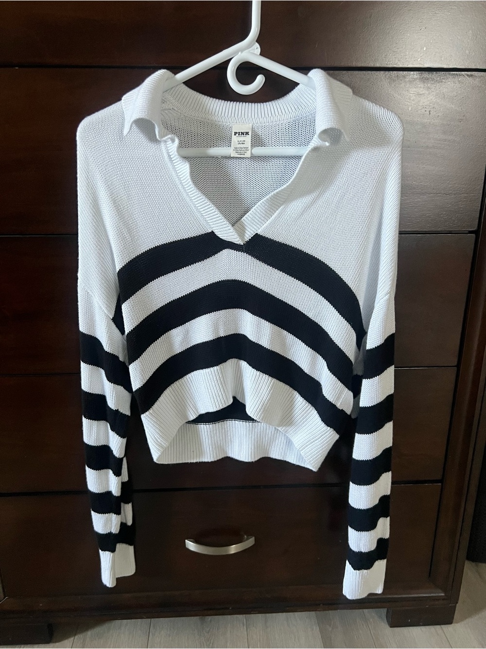 PINK Victoria's Secret White Ribbed Knit Sweater